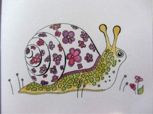 watercolour painting of a snail