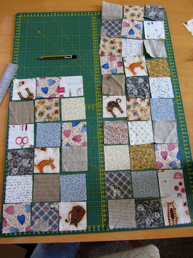 Assembling the patchwork squares