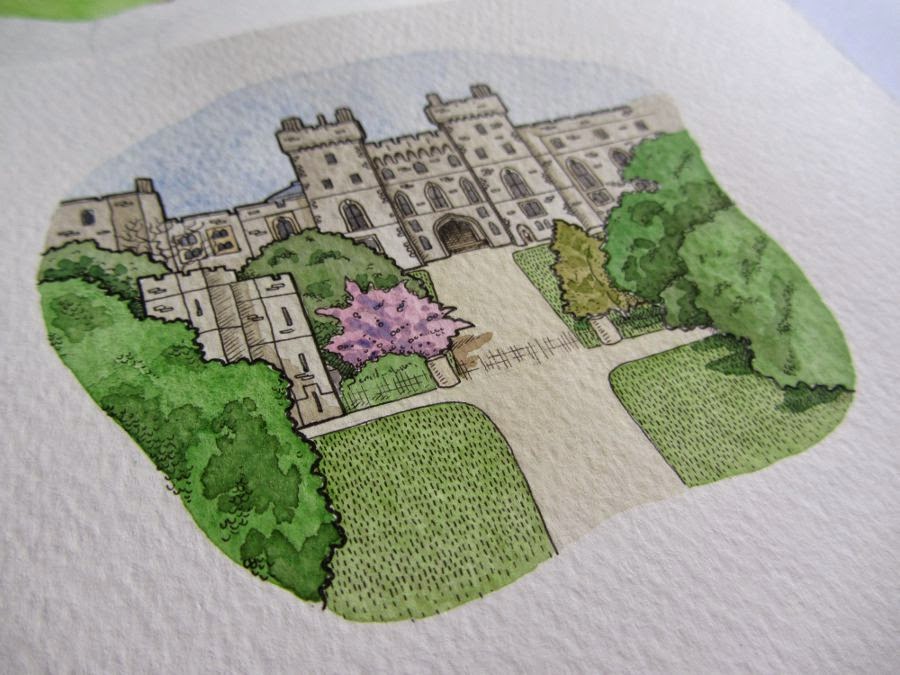 watercolour painting of Windsor Castle