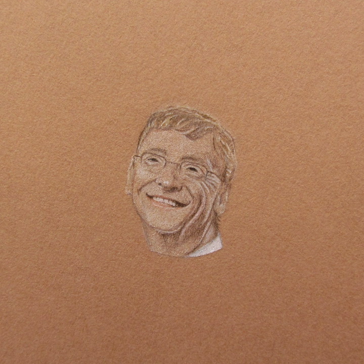coloured pencil portrait of Bill Gates