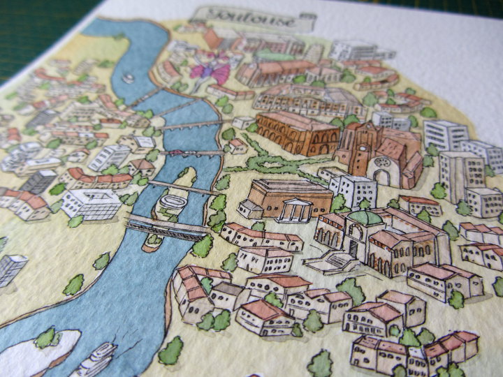 illustrated map of toulouse