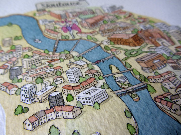 illustrated map of toulouse