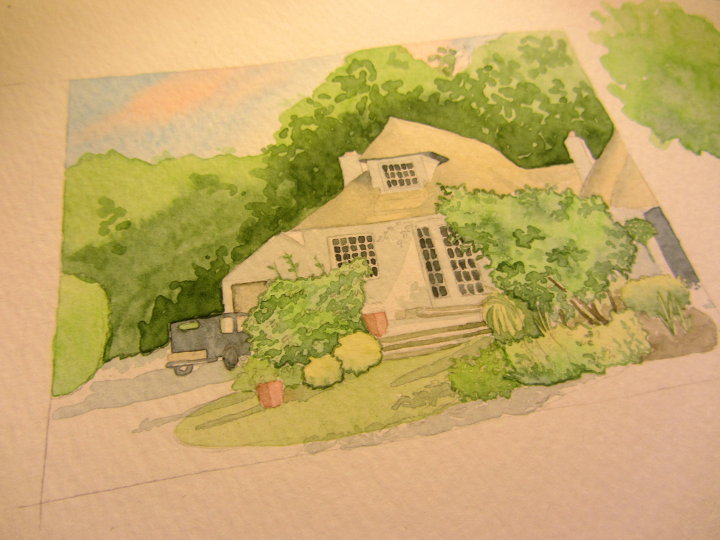 watercolour house commission