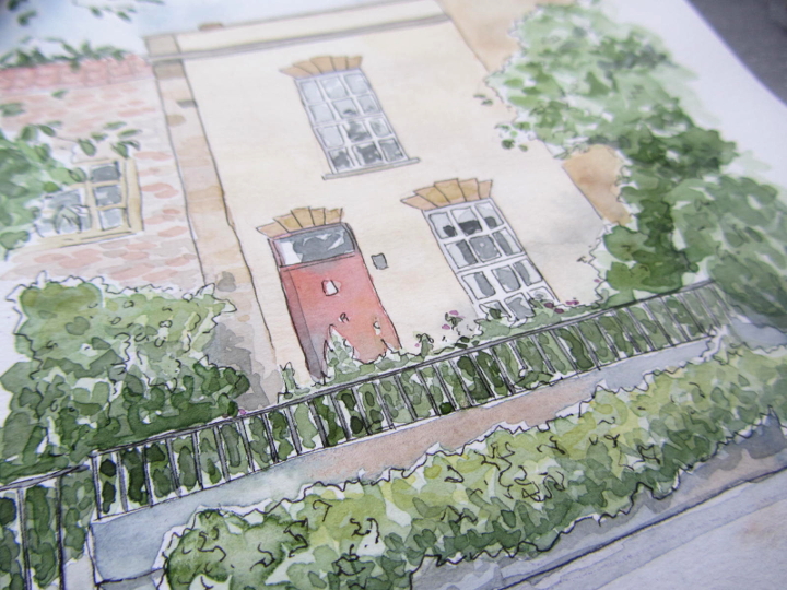 watercolour house in Wells, illustration